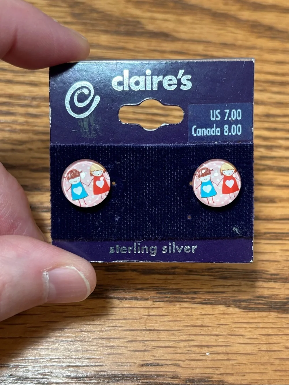 Claire's Besties Girls Sterling Silver Stud Earrings with Bag